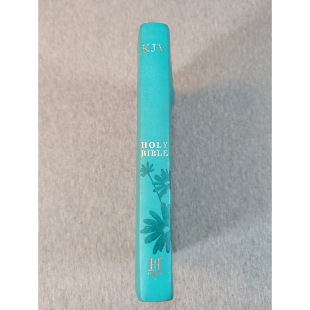 Holman Bible KJV In Teal Blue With Flowers Leathersoft 1979 "Ashley" On Cover